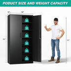SISESOL Wide & Deep Metal Storage Cabinet with 2 Doors and 6 Shelves,72x36x18 Garage Storage Cabinet,Tall Black Locking Metal Cabinets with Lock,Steel Locked Cabinets for Home,Office,Garage,School
