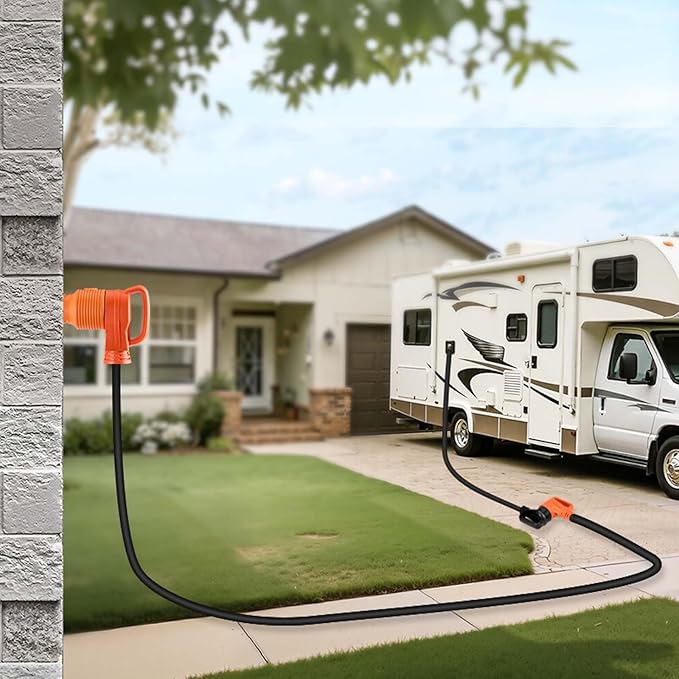 VEVOR 100 FT RV Extension Cord, 50 Amp, 125V 7500W Heavy Duty STW 6/3 + 8/1 Gauge Wire, NEMA 14-50P Male NEMA 14-50R Female Plug, with LED Indicator, Handle, 15A Adapter, for RV Trailer, ETL Listed