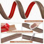 Floor Cord Cover for Wires on Floor Self Adhesive Cord Hider Floor Cable Management Wire Covers for Cords Protector Prevent Cable Trips Cord Cavity W 0.32" x H 0.32", Misty Brown Wood, 20Ft