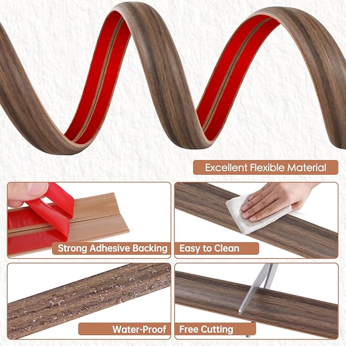 Floor Cord Cover for Wires on Floor Self Adhesive Cord Hider Floor Cable Management Wire Covers for Cords Protector Prevent Cable Trips Cord Cavity W 0.51" x H 0.31", Misty Brown Wood, 20Ft