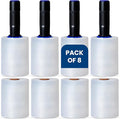 International Plastics Co. 5" Plastic Stretch Film Wrap with Extended Handles 1000ft Each 500% Stretch Clear Cling Durable Adhering Packing Moving Packaging Heavy Duty Shrink (5", 8 Pack)