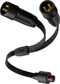 Y-Splitter for Govee Permanent Outdoor Lights, Waterproof Y-Connector Extension Cord Compatible with Govee 3Pin H705A/B/C, Expand Holiday Lighting for Christmas, New Year, 1 Female to 2 Male, Black