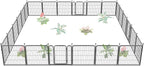 FXW Garden Fence Outdoor for The Yard – 24in(H) x 45.6ft(L) Heavy Duty Metal Animal Barrier for Dog and Rabbit, Decorative Dog Fence, 24 Panels, Silver