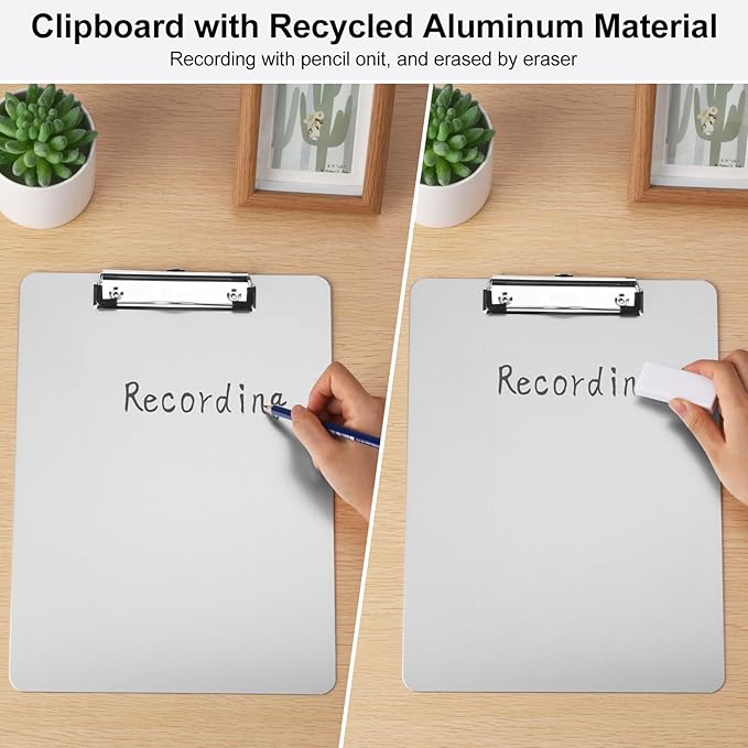 ZCZN Metal Clipboards, 18 Pack Heavy Duty Aluminum Clipboards 12 x 9 Inches, A4 Letter Sizer Document Holder with Low Profile Clip, Suitable for School, Office, Jobsite or Medical Staff, Silver