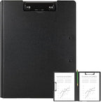 Clipboard Folder, A4 Foldable Clipboards, Office Clipboard Folder with Double Clips Metal Clip, 360 Degree Foldable Storage Clipboards for Office, School or Medical Field, Black