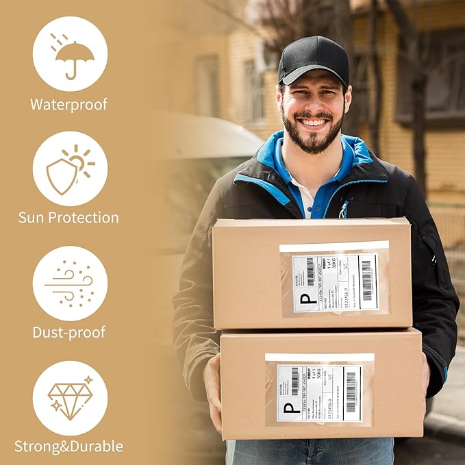 200Pack CLASSY Premium Clear 6'' x 9'' Packing List Envelopes, Self-Adhesive shipping label sleeves