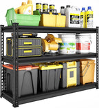 48" W Garage Shelving Heavy Duty, 1500LBS Loads Adjustable Garage Storage Shelves, 3-Tier Metal Shelving Units and Storage Racks, Industrial Utility Shelf,48" Wx18 Dx39 H, Black