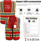 AYKRM 11 color High Vis Reflective Safety Vest for Women Men Security Pocket Zipper