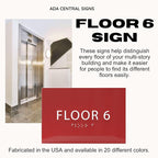 6" X4" Floor 6 Sign - ADA Compliant Tactile Graphics Grade 2 Braille Text | Wall Mount Plastic Directional Assistance, Floor Number Sign for Office, Schools, Hospitals, Apartments