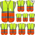 zojo High Visibility Safety Vests With Pockets,Pack of 10,Wholesale Reflective Vest for Outdoor Works, Cycling, Jogging, Walking,Sports - Fits for Men and Women (2XL-Mix Yellow & Orange)