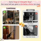 Lumizone Extra Tall Cat Gate 61.02" High Pressure Mounted Extra Wide 2025 New (17 Sizes) 1.37" Gap No Drilling Auto-Close One-Handed Operation Tall Pet Gate for Dogs(Black, 61.02" H x 26.18"-29.91" W)