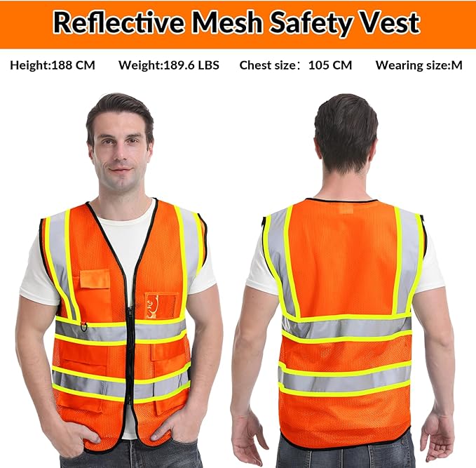 BeautyWill Custom Safety Vest Logo Class 2 High Visibility Reflevtive Vest Outdoor Protective Workwear