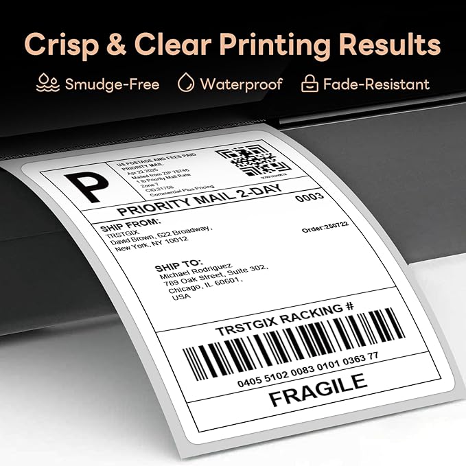 Compatible DYMO 1744907 4" x 6" Direct Thermal Shipping Labels, Strong Adhesive & Perforated, Compatible with Rollo, Zebra & More – NOT for DYMO 5XL (12 Rolls / 2640 Labels), TRSTGIX