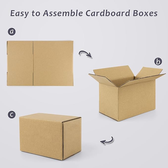 Frametory 6x4x4 Pack of 25 Corrugated Cardboard Packing Shipping Mailing Moving Carton Boxes, Brown