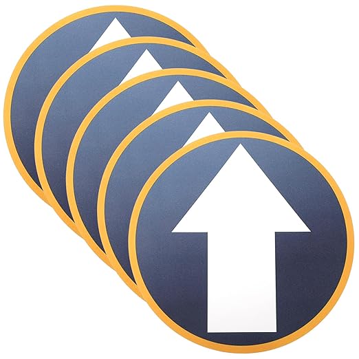 5PCS Arrow Floor Stickers Removable Adhesive Directional Sign Floor Decal Waterproof Arrow Marking Vinyl Sign Non-Slip Removable Reusable Safe Road Instructions Sticker for Floors Wall Applications