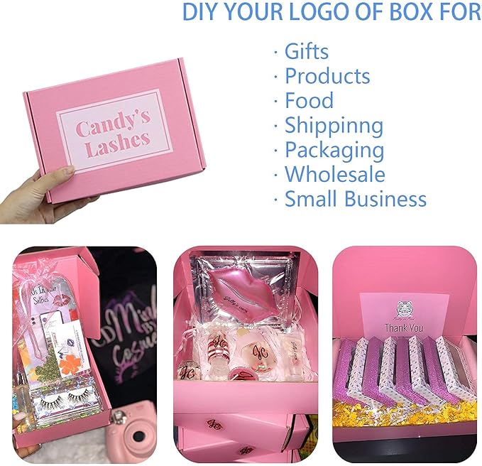 Small Pink Shipping Boxes for Small Business Pack of 25-8x5.5x1.6 inches Cardboard Corrugated Mailer Boxes for Shipping Packaging Craft Gifts Giving Products