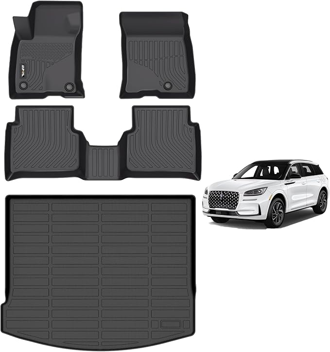 AIPOIL® Floor Mats & Cargo Liner Set for Lincoln Corsair 2020-2026 (Not for Hybrid) All Weather Protection TPE Anti-Slip Automotive Full Set Custom Car Mats Accessories - Black