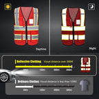 AYKRM 11 color High Vis Reflective Safety Vest for Women Men Security Pocket Zipper