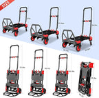 2 in 1 Hand Truck Dolly Foldable, 330LB Folding Hand Truck Heavy Duty Carrying, Folding Hand Cart with Retractable Handle Dolly Cart for Moving