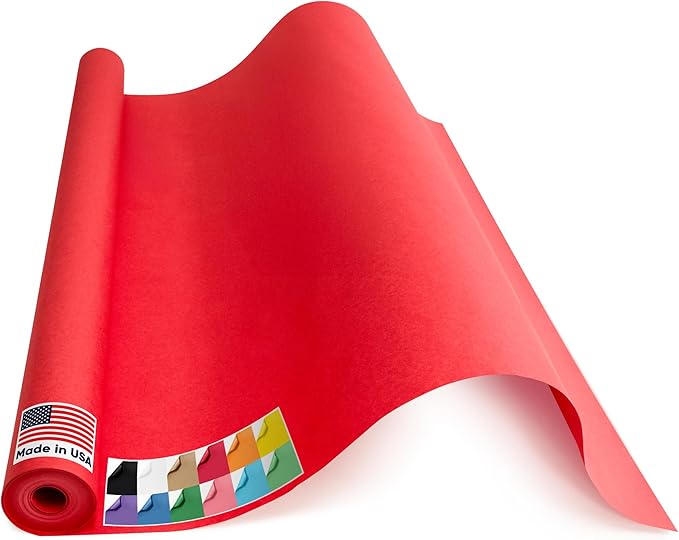 USA Made 36" x 1200" Christmas Red Kraft Paper Roll, 45 lbs Thickness, American Quality Colored Kraft Paper for School, Poster Arts, Bulletin Board - Odorless, Non-Toxic, Safe for Kids