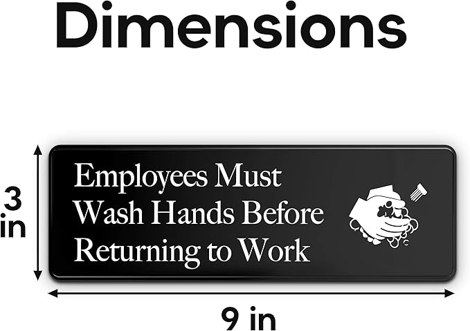 ASSURED SIGNS Employees Must Wash Hands Sign - 3 Pack - 3" x 9" - Ideal Hand Washing Signs for Wall, Door or Sink - Perfect Wash Your Hands Sign Notice for Food Service, Staff Bathroom, Hand Washing Station, or Commercial Kitchen