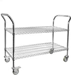 Northsky 2-Shelf Wire Utility Cart on Wheels, Chrome Finish Rolling Metal Shelving with Wheels, 550lb Capacity, 47" x 18" x 38" 47 in x 17.5 in x 38 in, 2 Tier Rolling Cart for Kitchen Bar Storage Use