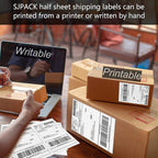 SJPACK 100 Half Sheet Shipping Labels 5-1/2" X 8-1/2" Address Blank Labels Laser/Ink Jet