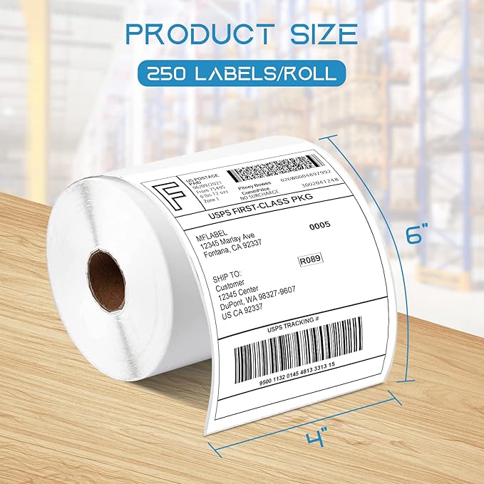 MFLABEL 4x6 Direct Thermal Shipping Labels - 40 Rolls of 250 Labels, Compatible with Zebra ZP450 ZP500 ZP505 ZP2844, Thermal Printer Labels for USPS, UPS, FedEx, Amazon, Ebay, Shopify