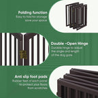 Dog Gates for Doorways, Foldable Dog Gate Indoor, Freestanding Pet Gates for Doorways Bedroom, Puppy Gate with Metal Support Feet, Room Divider, 6 Panels (Brown)