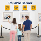 VIVOHOME Iron Stanchion Post Queue 6PCS Pole w/ 4 Red Velvet Ropes, Crowd Control Barriers w/Fillable Base for High-end Venues, Museums, Party Supplies (6 Pieces, Black and Golden)