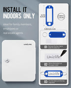 Uniclife 28 Position Key Cabinet with Key Lock Wall Mounted White Security Storage Box Steel Key Organizer with Colorful Key Tag Labels Stickers and Hooks
