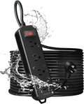 Outdoor Power Strip Weatherproof, TESSAN 50FT Long Extension Cord Waterproof with 4 Outlets 1 Switch (1250W), Surge Protector 1700J, Wall Mountable for Home Office and Patio Christmas Lights, Black