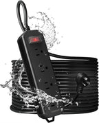 Outdoor Power Strip Weatherproof, TESSAN 50FT Long Extension Cord Waterproof with 4 Outlets 1 Switch (1250W), Surge Protector 1700J, Wall Mountable for Home Office and Patio Christmas Lights, Black