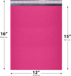 Hot Pink Large Poly Bubble Mailers 12x15 inch | Self Seal Padded Envelopes Cushioned Bubble Mailer | Usable Size 12x15 | WaterProof | Lightweight mailing Shipping Bags | 50 Pack Bulk