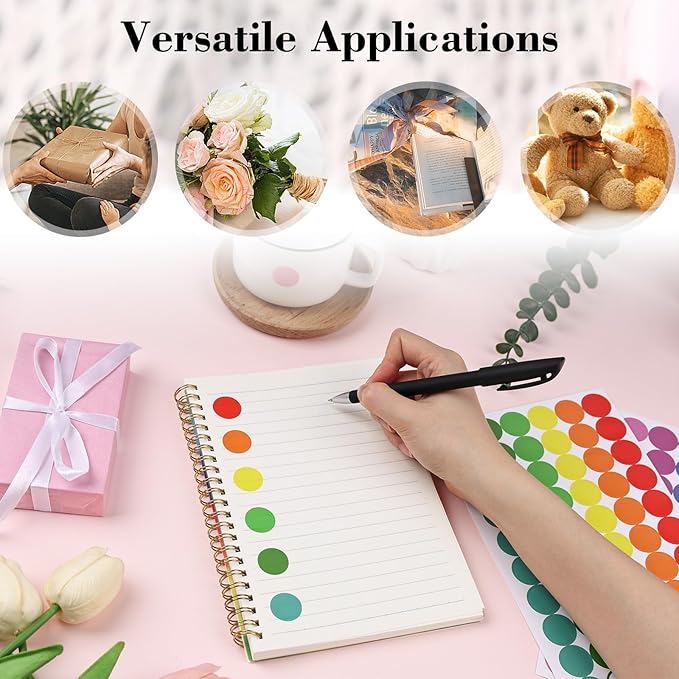 SallyFashion 1440PCS 3/4 inch Colored Round Coding Dot Labels, 8 Color Polka Circle Label Stickers for Toddler Student Classroom, Garage Sales, Papers