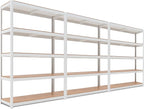 HOMEDANT House 5 Tier Laminated Metal Shelving Unit Adjustable Storage Utility Rack Heavy Duty Shelves Organization Multipurpose Shelf Kitchen Garage Pantry Closet (3, (L) 48.1" W, White)