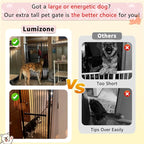 Lumizone Extra Tall Cat Gate 61.02" High Pressure Mounted Extra Wide 59.25"-63.38" (17Sizes) 1.37" Gap No Drilling Auto-Close Tall Pet Gate for Dogs (Cream, 59.25"-63.38" W)