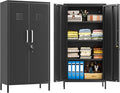 Metal Locker Cabinet, 27" W Bathroom Storage Cabinet, Vertical Steel Storage Cabinet with Locking Door and 3 Adjustable Shelves, Garage Tool File Lockers for Home Office, Garage, Bathroom, Black