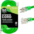 50 Foot Outdoor Extension Cord - 12/3 Heavy Duty Neon Green Extension Cable with 3 Prong Grounded Plug for Safety - Great for Garden and Major Appliances