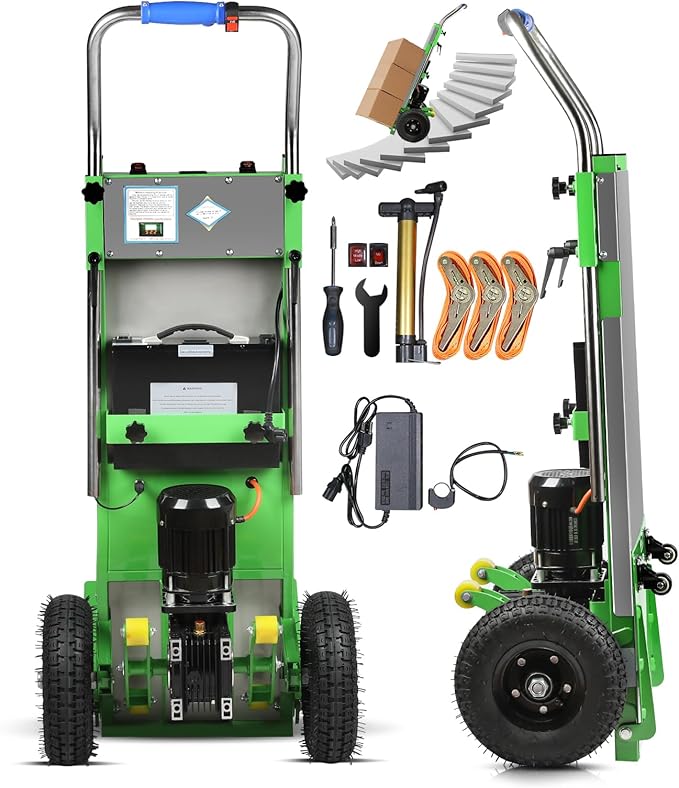Electric Stair Climbing Dolly, 1250W Electric Stair Climbing Hand Truck, 900lbs Max Load Capacity, 3 Mode Folding Stair Climber Hand Trucks with Telescopic Handle for Moving Furniture (Green)