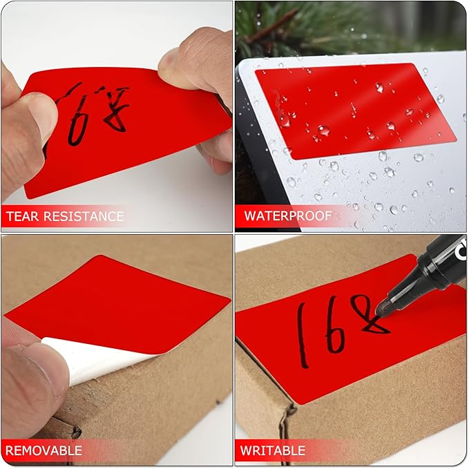 Red Rectangle Stickers 3 x 2 Inch Color Coding Labels Vinyl Roll Self-Adhesive Waterproof Removable 500 PCS