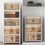 960Qt Stackable Storage Bins with Lids, 8 Pack Large Collapsible Bins with Wheels, Plastic Cabinet with Doors, Foldable Closet Organizers and Storage for Home, Dorm, Office, White