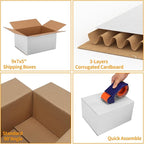 9x7x5 Shipping Boxes Set of 30, White Corrugated Cardboard Box for Mailing Business Packaging