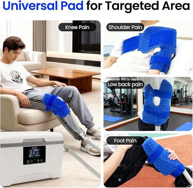 Cold Therapy Machine with Programmable Timer,Portable Ice Machine for Knee After Surgery,Knee Replacement Recovery System,Cryotherapy Pain Relief w/Compression Pad