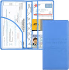 Cacturism Car Registration and Insurance Holder, Vehicle Glove Box Car Organizer Men Women Wallet Accessories Case with Magnetic Shut for Cards, Essential Document, Driver License, Blue