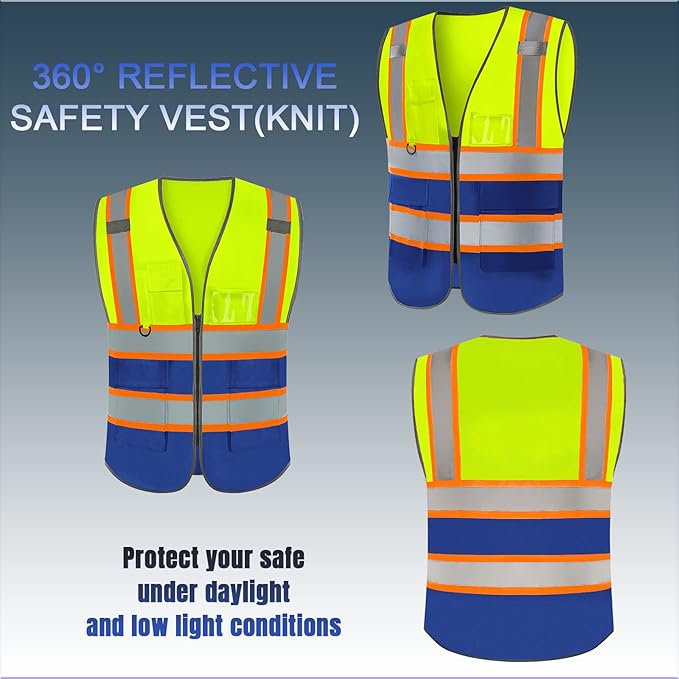 BeautyWill Custom Logo 10/20 Pack Safety Vest Class2 High Visibility Vest with Pockets Breathable Construction Vest Bulk
