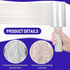 Sherr 5 Inch Stretch Shrink Film Roll Plastic Wrap for Moving Packing with Handle 800 Feet 80 Guage Thick Industrial Self-adhering for Packaging Furniture Luggage Supplies(Clear,12 Pack)