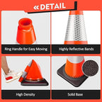 RoadHero 8 Pack Traffic Safety Cones 28 Inch with Black Weighted Base, Orange Cones with Reflective Collars for Parking Lot, Road Safety, Construction Events
