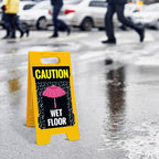Caution Wet Floor Umbrella Sidewalk Sign Kit, 10x16 Inches, with A Frame Stand, Made in USA