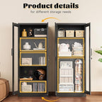 SISESOL Metal Storage Cabinet with Lock and Glass Doors,Glass Display Cabinet,67" Tall Black Storage Cabinets,Locking Curio Cabinets with 5 Shelves for Collectibles,Home,Office,Living Room